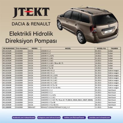 JTEKT 491108089R G5102008 Elektrikli Hidrolik Direksiyon Pompası
